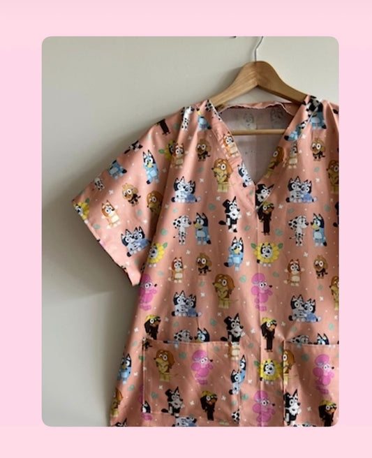 Bluey Scrub Top