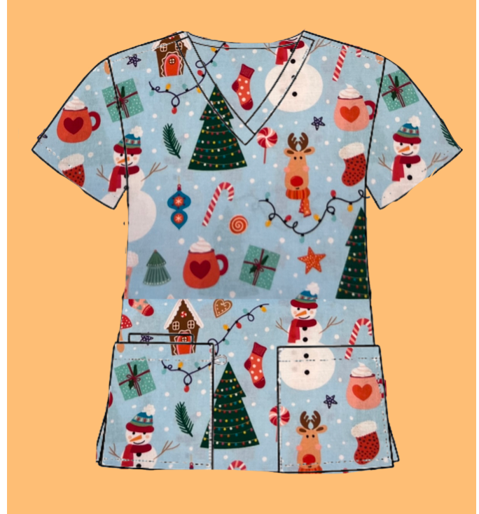 Winter wonderland scrub top - preorder