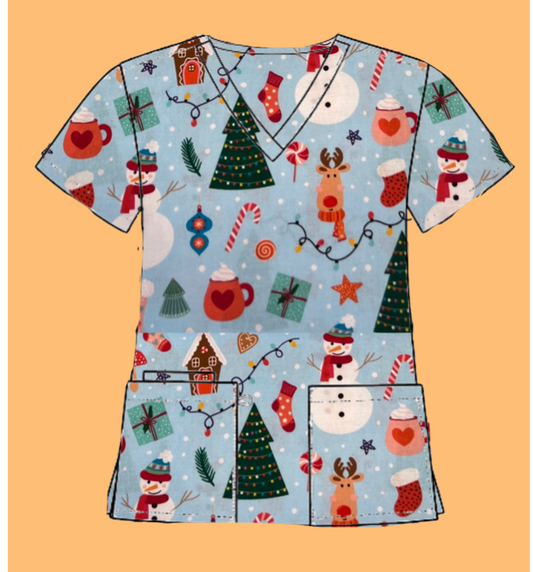 Winter wonderland scrub top - preorder